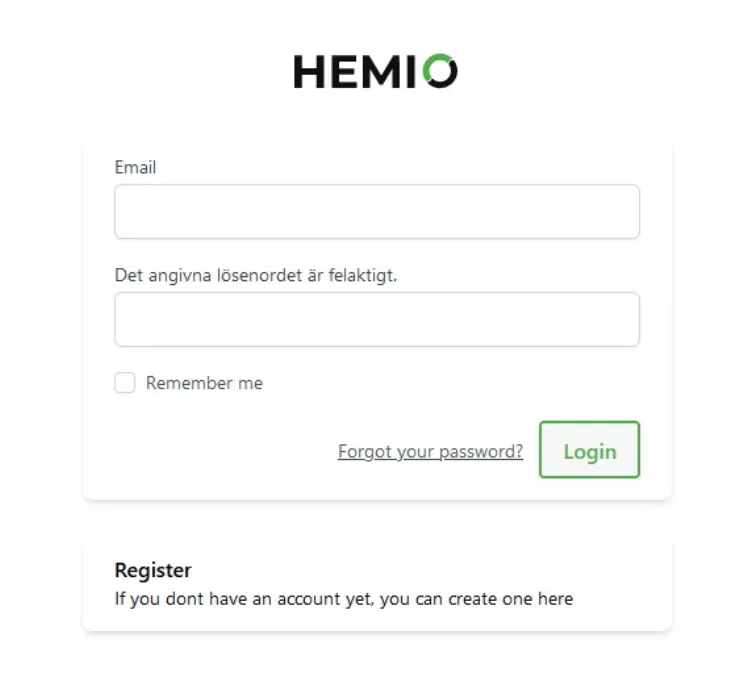 Hemio Screenshot Login